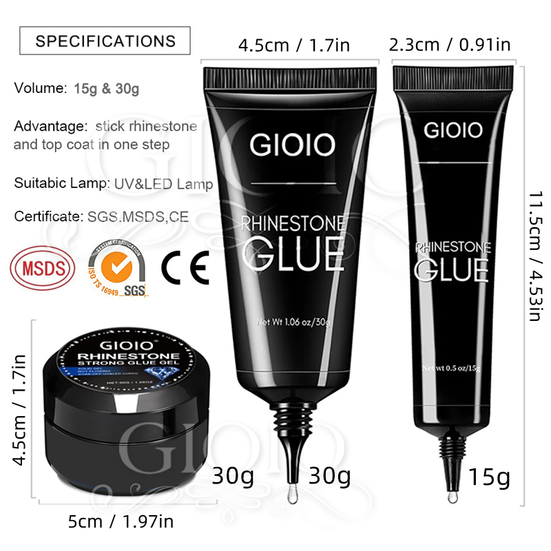 GIOIO 15g 30g Rhinestone Top Coat Glue